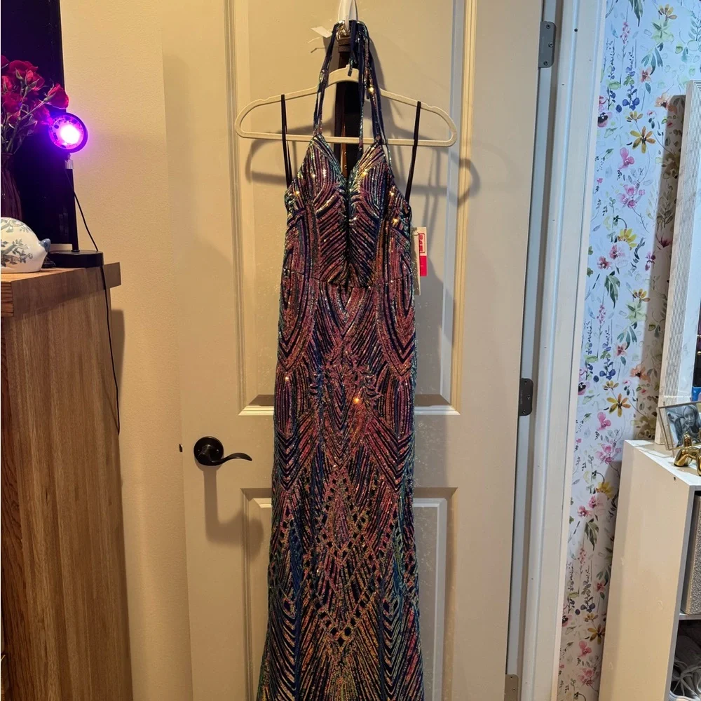 PromGirl Multicolor Sequin Prom Dress - Picture 4 of 5